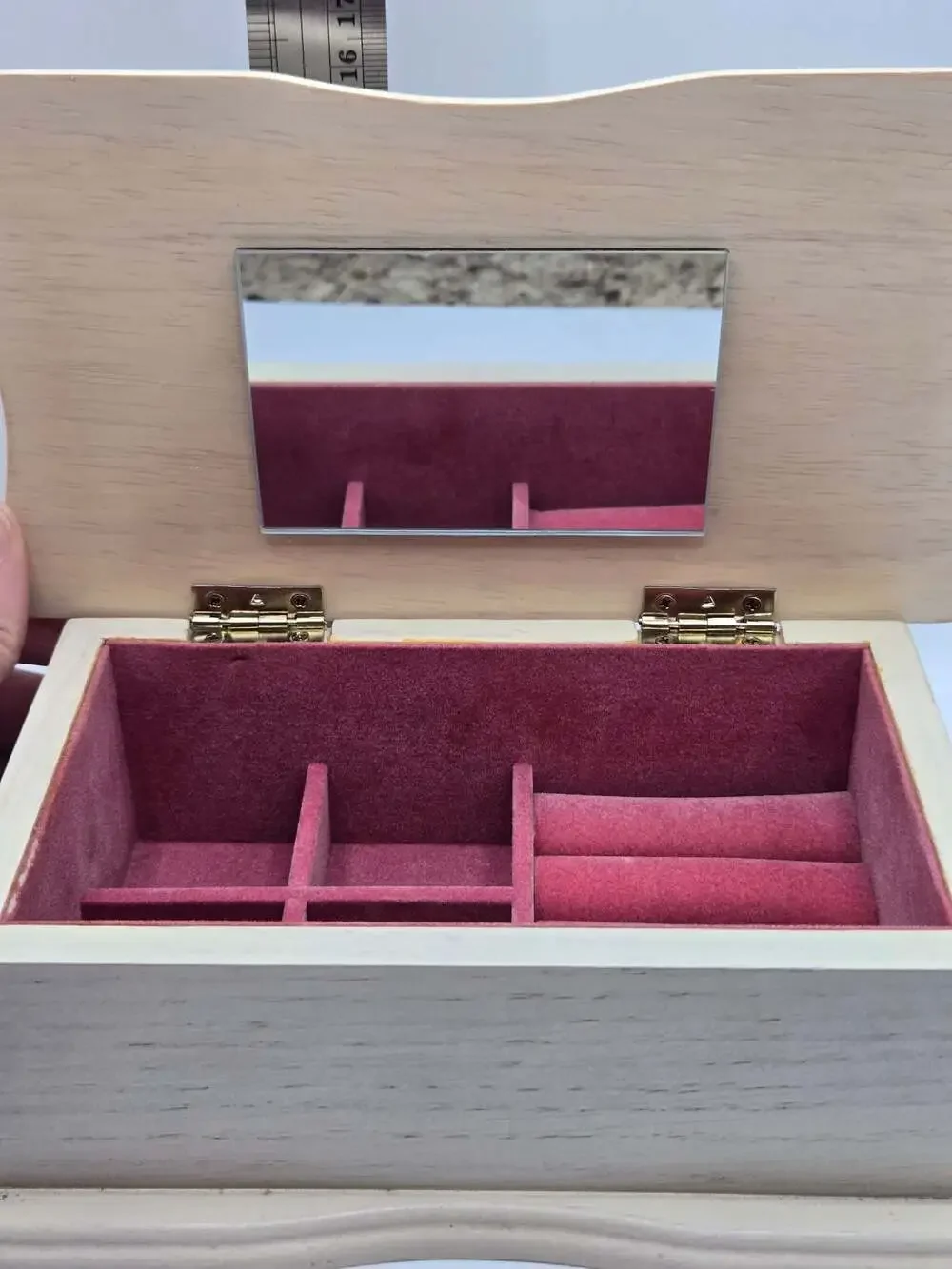 Hand Painted Wooden Jewelry Box with Floral Design